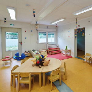 Kreativ- und Leseraum der AWO Kita Otto Witte in Wiesbaden mit Büchern, Sitzflächen und ruhiger Atmosphäre