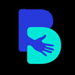 Logo von Barrierefrei Digital Logo von Barrierefrei Digital mit stilisierten Händen in Blau und Türkis