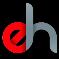 Logo von Elektro Heinemann Logo von Elektro Heinemann mit abstraktem orangefarbenem und grauem Gebäudesymbol